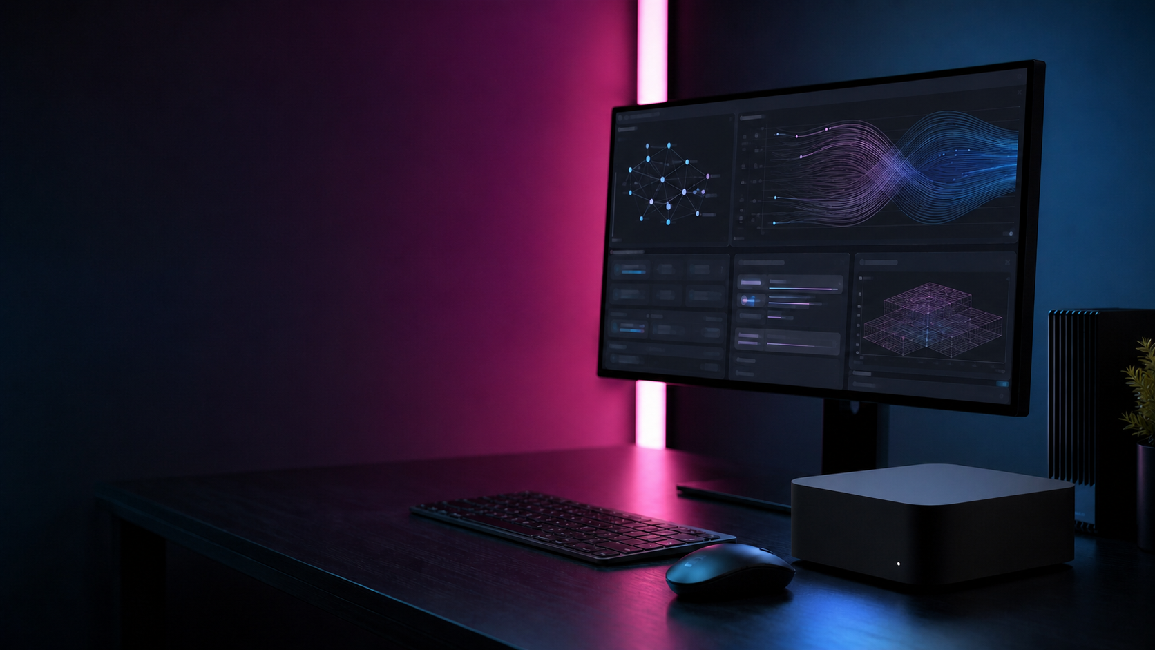 Compact local computer running an abstract AI engine interface